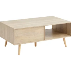 VEVOR Rattan Coffee Table, Mid Century Modern Coffee Table, Rectangle Wood Coffee Table, 42 Inch Modern Boho Style Two Layers Storage Coffee Table, for Living Room, Bedroom & Small Spaces