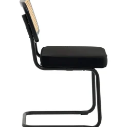 VEVOR Rattan Dining Chairs Set of 2, Mid Century Modern Dining Chair, Upholstered Velvet Accent Chair with Rattan Back, Retro Dining Room Kitchen Chair for Living Room, Bedroom, Office (18.1 Inch)