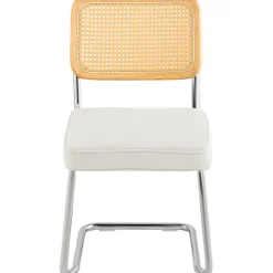 VEVOR Rattan Dining Chairs Set of 2, Mid Century Modern Dining Chair, Upholstered Velvet Accent Chair with Rattan Back, Retro Dining Room Kitchen Chair for Living Room, Bedroom, Office (18.1 Inch)