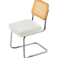 VEVOR Rattan Dining Chairs Set of 2, Mid Century Modern Dining Chair, Upholstered Velvet Accent Chair with Rattan Back, Retro Dining Room Kitchen Chair for Living Room, Bedroom, Office (18.1 Inch)