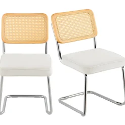 VEVOR Rattan Dining Chairs Set of 2, Mid Century Modern Dining Chair, Upholstered Velvet Accent Chair with Rattan Back, Retro Dining Room Kitchen Chair for Living Room, Bedroom, Office (18.1 Inch)