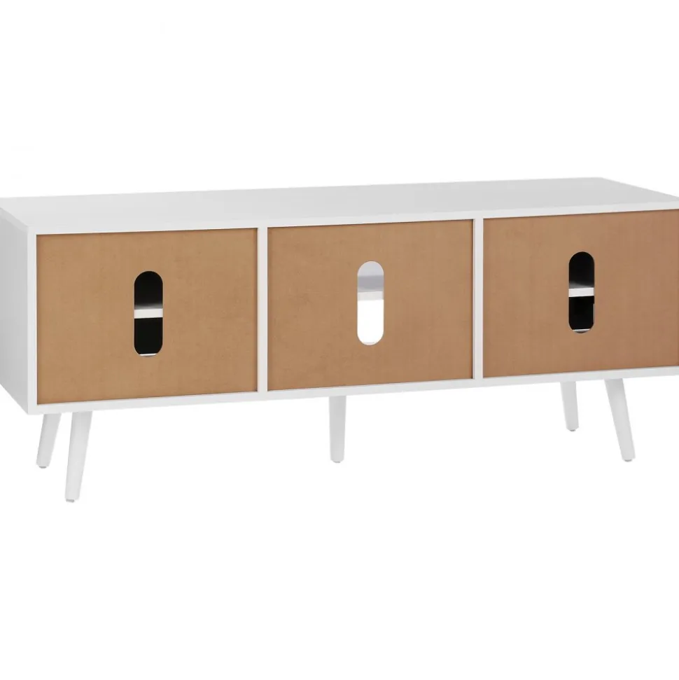 VEVOR Rattan TV Stand, Boho TV Cabinet for 55 inch TV, Mid Century Modern TV Stand, Rattan TV Console with Adjustable Shelfs for Living Room, Media Room, White
