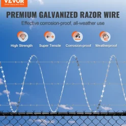 VEVOR Razor Wires, 246 ft Razor Barbed Wire, 5 Rolls Razor Wire Fencing Razor Fence, Razor Ribbon Barbed Wire Galvanized Razor Wire Fence, Rolls Razor for Garden