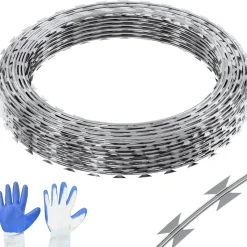 VEVOR Razor Wires, 246 ft Razor Barbed Wire, 5 Rolls Razor Wire Fencing Razor Fence, Razor Ribbon Barbed Wire Galvanized Razor Wire Fence, Rolls Razor for Garden