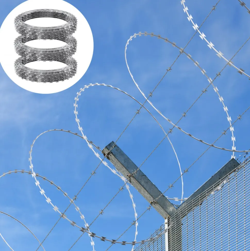 VEVOR Razor Wires, 147 ft Razor Barbed Wire, 3 Rolls Razor Wire Fencing Razor Fence, Razor Ribbon Barbed Wire Galvanized Razor Wire Fence, Rolls Razor for Garden