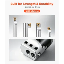 VEVOR R8 Boring Head 2-Inch Indexable 8 Piece Boring Bar Set with R8 Shank, for Milling Machine Drill Press, 7/16