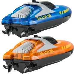 VEVOR RC Boat, 2 Pack 2.4GHz 12 km/h, Remote Control Boat for Pools & Lakes, Racing Boat with LED Light, 4 Rechargeable Batteries, Whole Body Waterproof, Gift for Adults Boys & Girls, Blue & Orange