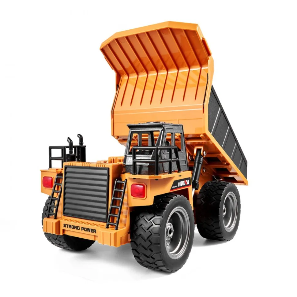 VEVOR RC Dump Truck Toy, 9-Channel 1:18 Scale, Remote Control Dump Truck RC Construction Vehicle Truck Toy with Metal Bed & Light, 2 Rechargeable Batteries for Toddlers Kids Boys and Girls Age 8+