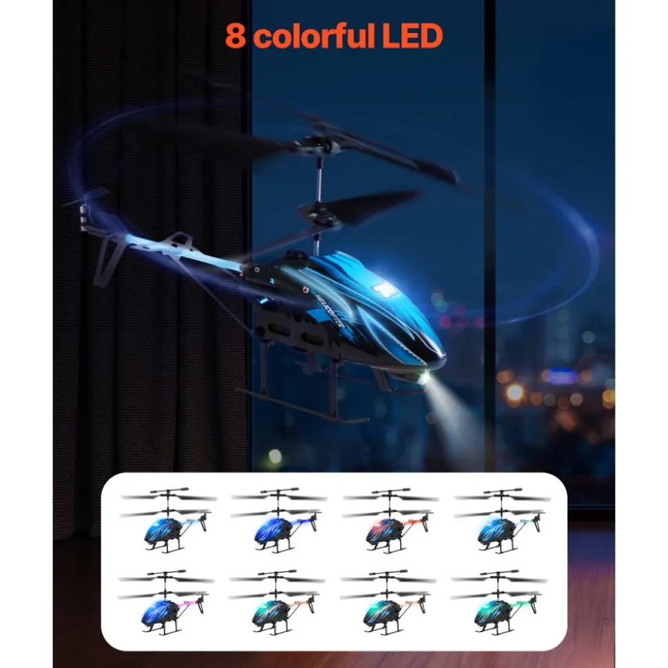 VEVOR RC Helicopter, 2.4GHz Flying Remote Control Helicopter, 3.5 Channel RC Airplane for Kid, 16 Mins Flight Time, Altitude Hold, One-Key Takeoff/Landing & LED Lights, Toys for Kids Ages 8 and up