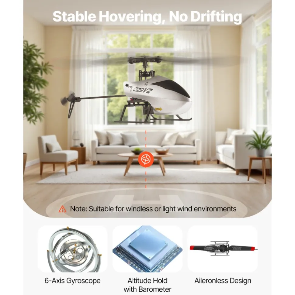 VEVOR RC Helicopter, 2.4GHz Single Propeller Remote Control Helicopter with Gyro, 4-Channel RC Airplane for Beginner, 39 Min Flight Time, One-Key Takeoff/Landing, Toys for Kids Ages 8 and up