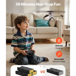 VEVOR RC Helicopter, 2.4GHz Single Propeller Remote Control Helicopter with Gyro, 4-Channel RC Airplane for Beginner, 39 Min Flight Time, One-Key Takeoff/Landing, Toys for Kids Ages 8 and up