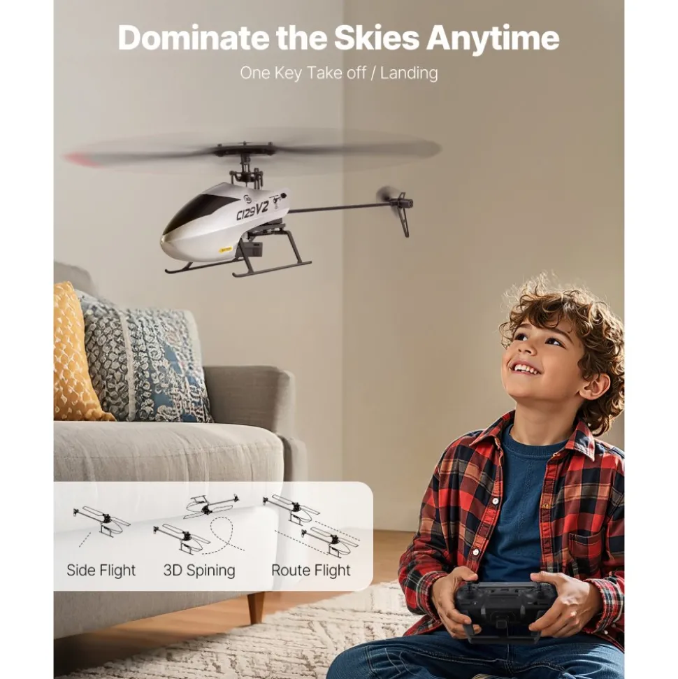 VEVOR RC Helicopter, 2.4GHz Single Propeller Remote Control Helicopter with Gyro, 4-Channel RC Airplane for Beginner, 39 Min Flight Time, One-Key Takeoff/Landing, Toys for Kids Ages 8 and up