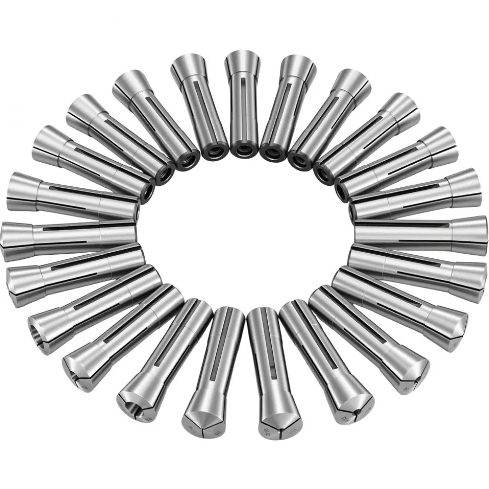 VEVOR R8 Collet Set 1/16"-3/4" 23 Piece R8 Precision Mill Collet Chuck Set, for Milling Machine Drill Presses, 0.0008" TIR High Concentricity, Lathe Chuck Tool with Labeled Storage Box, Alloy Steel