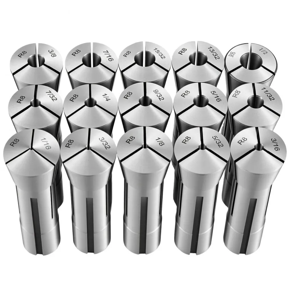VEVOR R8 Collet Set 1/16"-3/4" 23 Piece R8 Precision Mill Collet Chuck Set, for Milling Machine Drill Presses, 0.0008" TIR High Concentricity, Lathe Chuck Tool with Labeled Storage Box, Alloy Steel