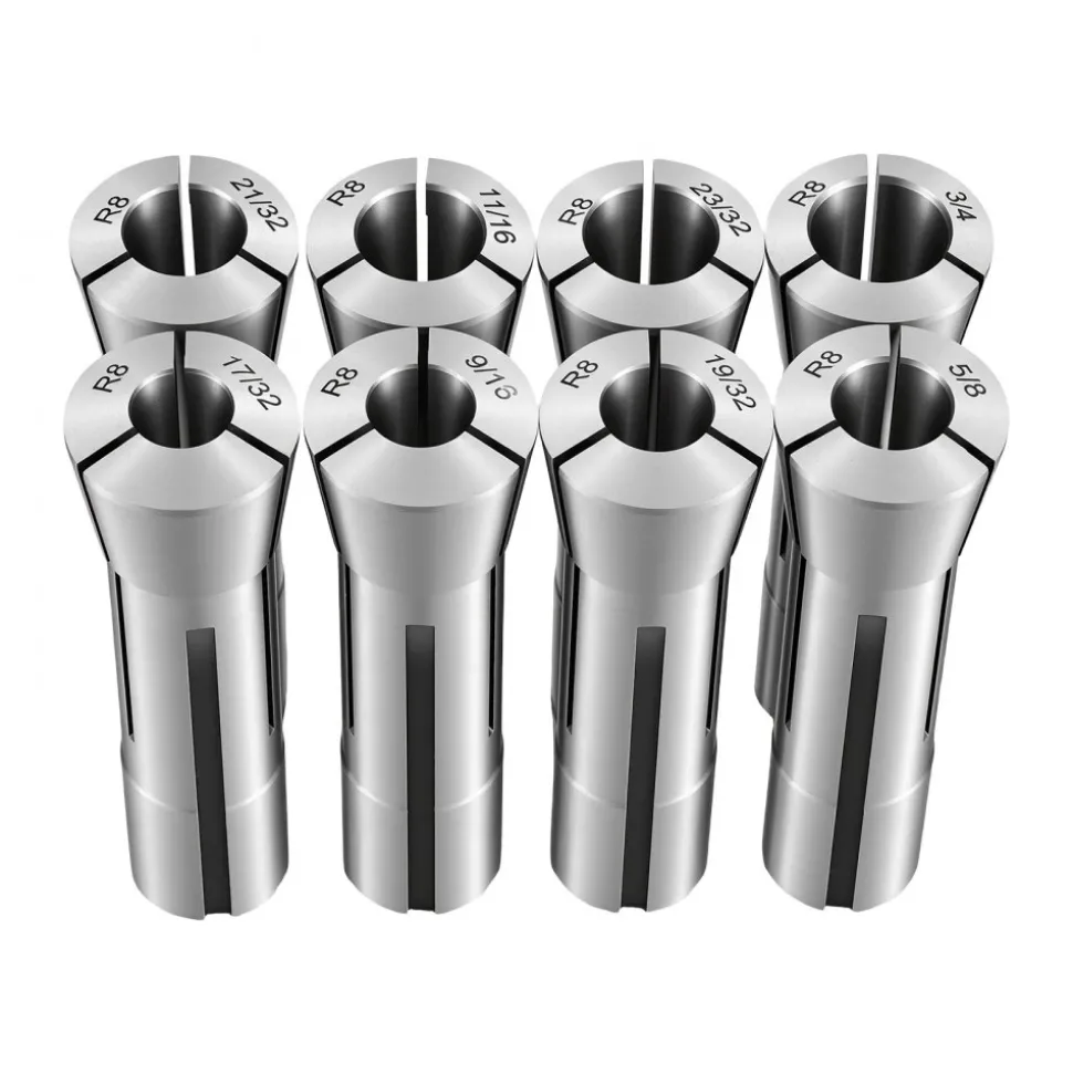 VEVOR R8 Collet Set 1/16"-3/4" 23 Piece R8 Precision Mill Collet Chuck Set, for Milling Machine Drill Presses, 0.0008" TIR High Concentricity, Lathe Chuck Tool with Labeled Storage Box, Alloy Steel