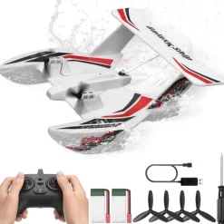 VEVOR RC Plane, 2.4GHZ 3 Channel Remote Control Airplane with 6-Axis Gyro Stabilizer, Ready to Fly Amphibious Aircraft Plane Toy with 2 Batteries, Easy to Fly RC Glider for Adults Kids Beginners Boys