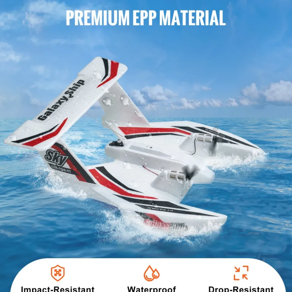 VEVOR RC Plane, 2.4GHZ 3 Channel Remote Control Airplane with 6-Axis Gyro Stabilizer, Ready to Fly Amphibious Aircraft Plane Toy with 2 Batteries, Easy to Fly RC Glider for Adults Kids Beginners Boys