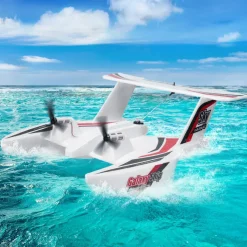 VEVOR RC Plane, 2.4GHZ 3 Channel Remote Control Airplane with 6-Axis Gyro Stabilizer, Ready to Fly Amphibious Aircraft Plane Toy with 2 Batteries, Easy to Fly RC Glider for Adults Kids Beginners Boys