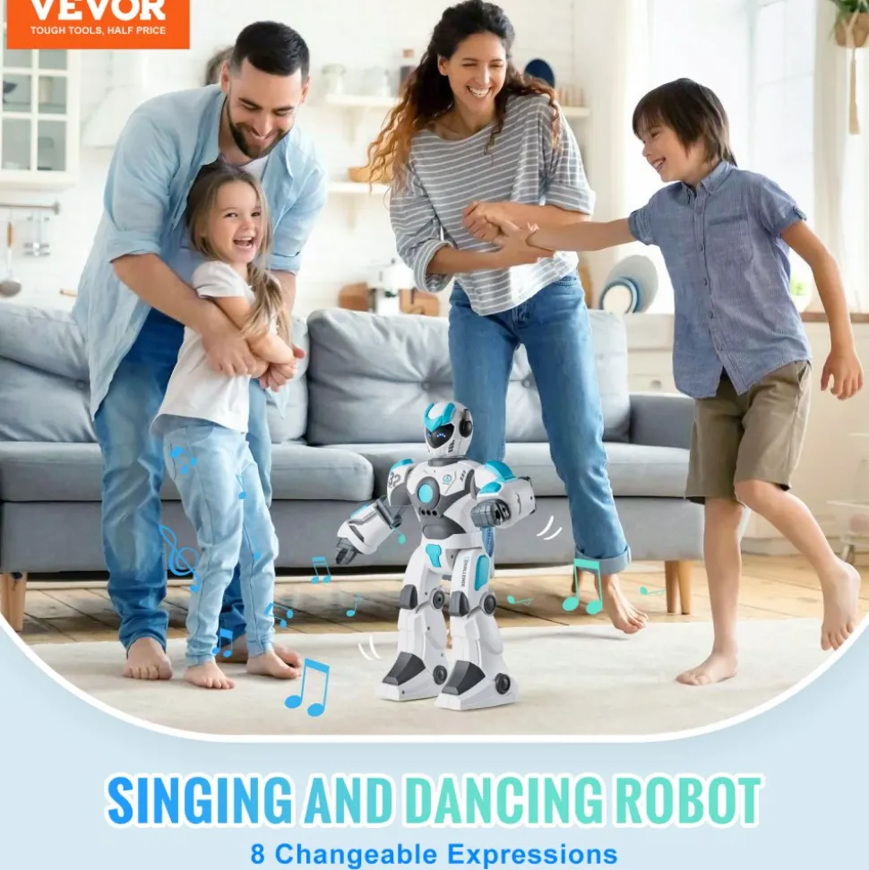 VEVOR RC Robot Toys for Kids, 2.4GHz Gesture Sensing Programmable Remote Control Smart Robot with Voice Control, Interactive Singing Dancing Robot for Age 6 7 8 10 12 Year Old Boys Girls Birthday Gift