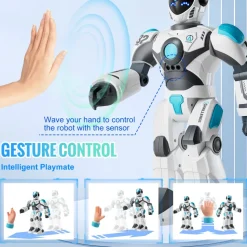VEVOR RC Robot Toys for Kids, 2.4GHz Gesture Sensing Programmable Remote Control Smart Robot with Voice Control, Interactive Singing Dancing Robot for Age 6 7 8 10 12 Year Old Boys Girls Birthday Gift