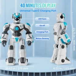 VEVOR RC Robot Toys for Kids, 2.4GHz Gesture Sensing Programmable Remote Control Smart Robot with Voice Control, Interactive Singing Dancing Robot for Age 6 7 8 10 12 Year Old Boys Girls Birthday Gift