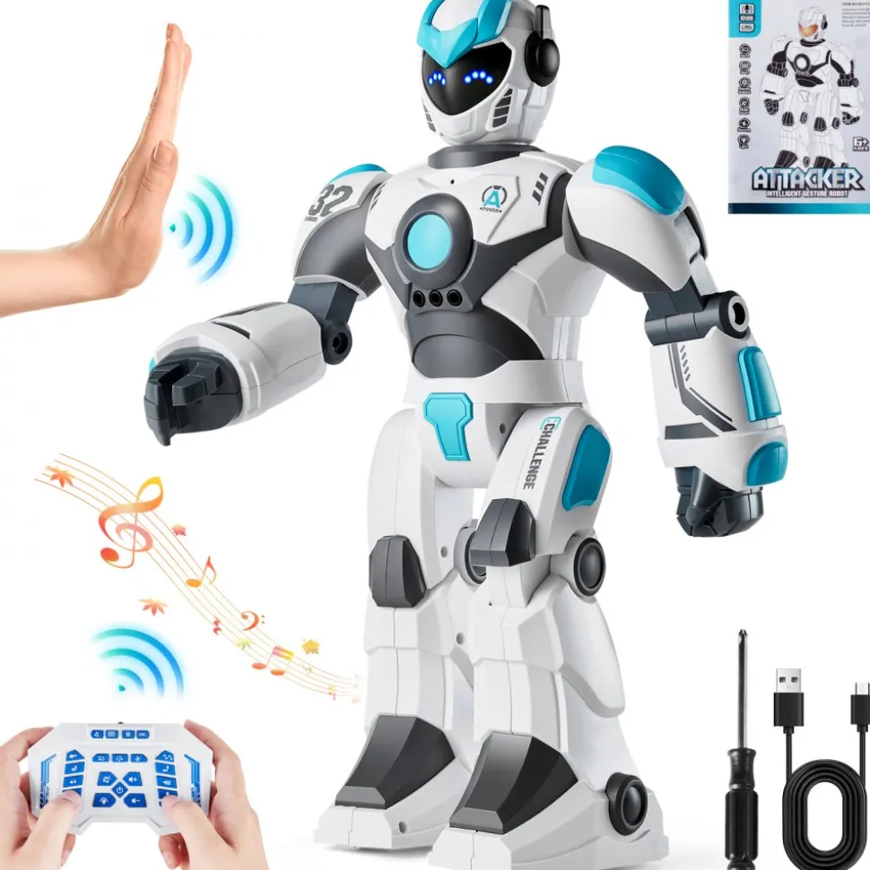 VEVOR RC Robot Toys for Kids, 2.4GHz Gesture Sensing Programmable Remote Control Smart Robot with Voice Control, Interactive Singing Dancing Robot for Age 6 7 8 10 12 Year Old Boys Girls Birthday Gift