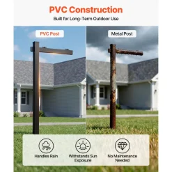 VEVOR Real Estate Sign Post, 6 ft Tall, PVC Realtor Yard Sign Holder with 36 in Arm Holds up to 24 in, Easy to Install, Wind-Resistant, for Open House and Home, Yard, Road, Outdoor, Black (No Signs)