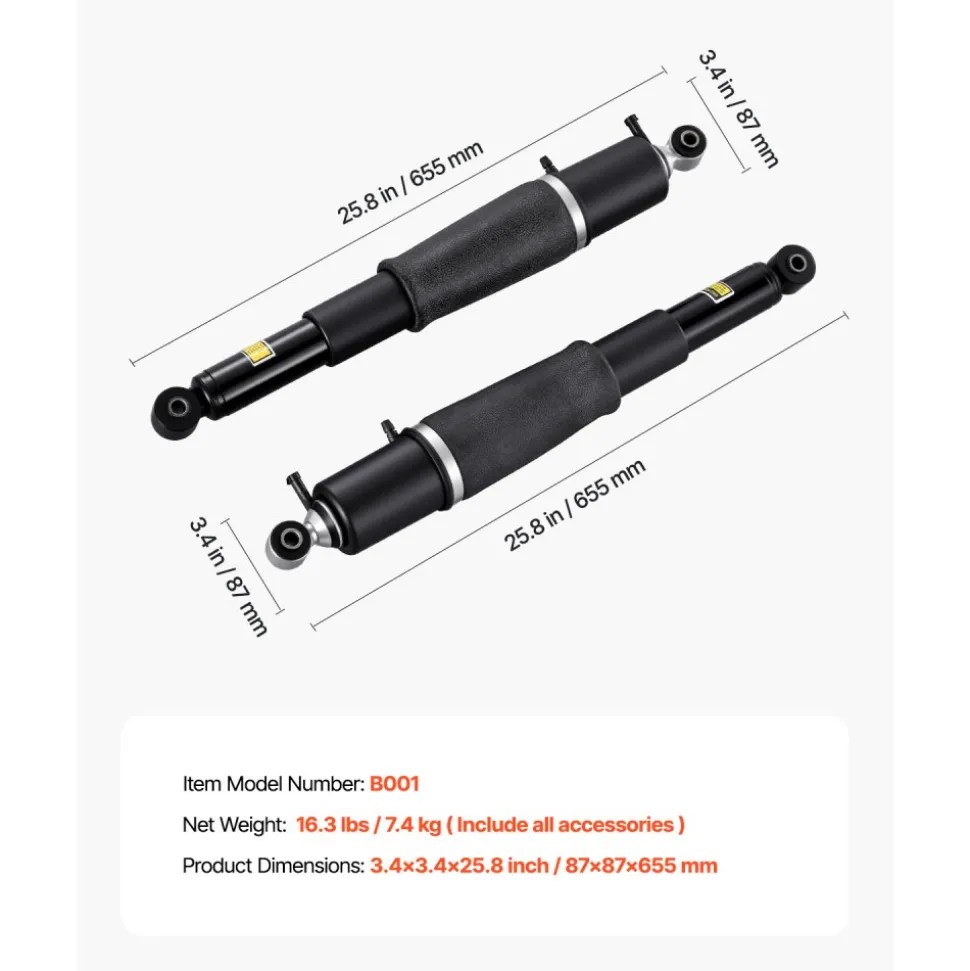 VEVOR Rear Air Shock Absorber Strut, 2 PCS, Compatible with Cadillac Escalade, Chevrolet Avalanche/Silverado/Suburban/Tahoe, GMC Yukon/Yukon XL, Replacement for 25979394 25979393 25979391 25885469