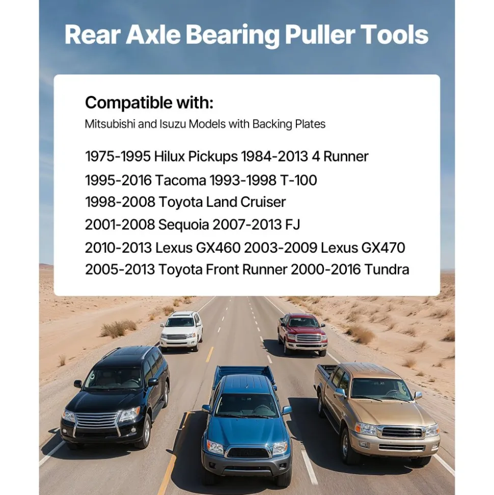 VEVOR Rear Axle Bearing Puller Tool, Compatible with 1998-2008 Toyota Land Cruiser, 1995-2016 Tacoma 1993-1998 T-100, Rear Axle Shaft Bearing Puller for Mitsubishi and Isuzu Models with Backing Plates