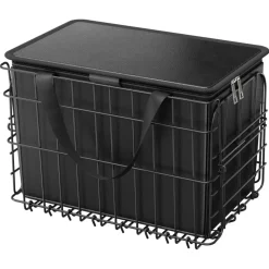 VEVOR Rear Bike Basket, Folding Wire Bicycle Basket with Cargo Net, Removable Liner Bag & Waterproof Cover, Quick Release Design Bike Basket for Adult Women/Men Carrying Dogs Pets Fruit & Grocery