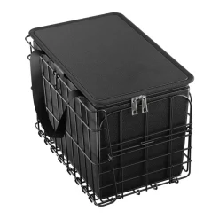 VEVOR Rear Bike Basket, Folding Wire Bicycle Basket with Cargo Net, Removable Liner Bag & Waterproof Cover, Quick Release Design Bike Basket for Adult Women/Men Carrying Dogs Pets Fruit & Grocery