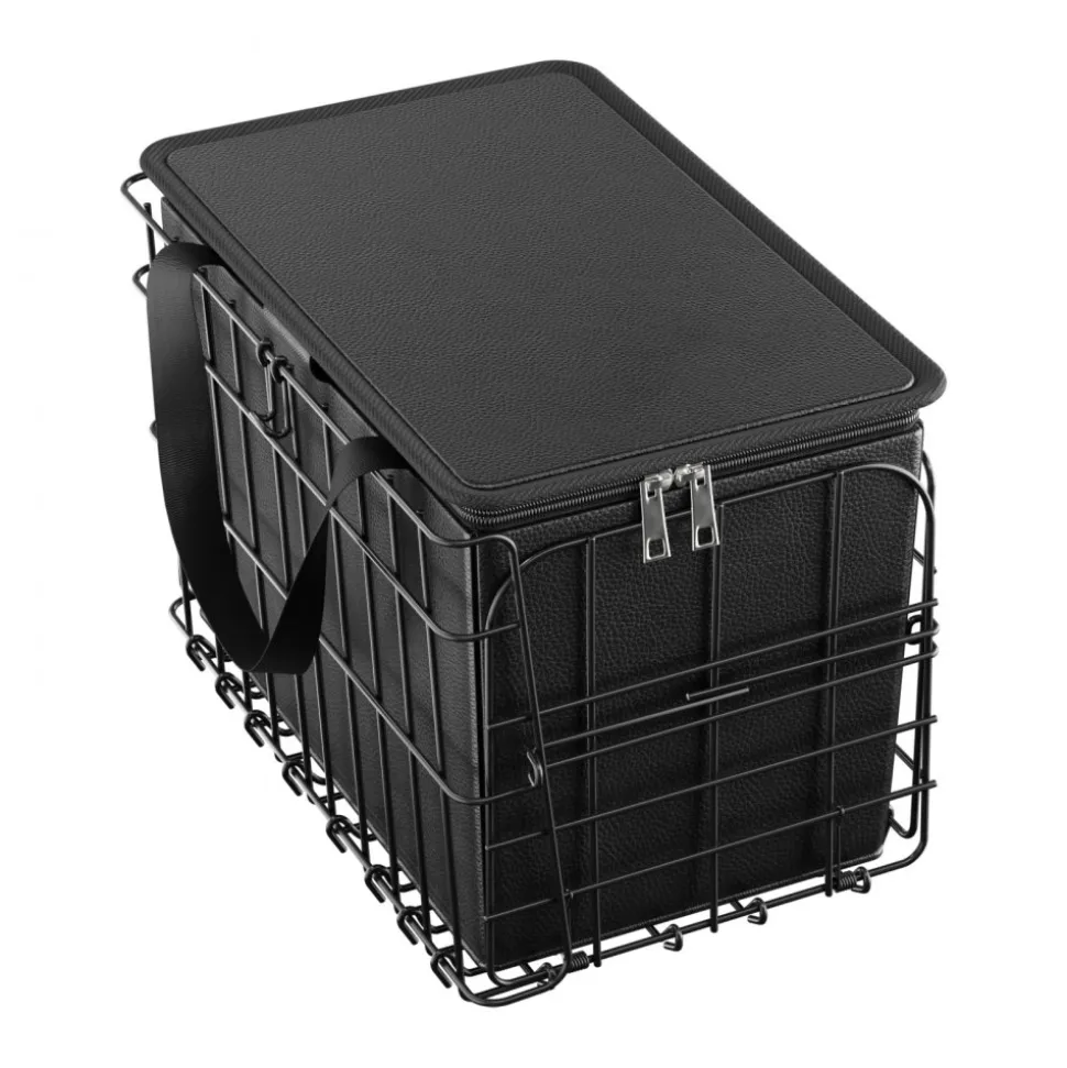 VEVOR Rear Bike Basket, Folding Wire Bicycle Basket with Cargo Net, Removable Liner Bag & Waterproof Cover, Quick Release Design Bike Basket for Adult Women/Men Carrying Dogs Pets Fruit & Grocery
