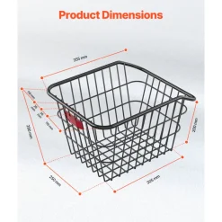 VEVOR Rear Bike Basket, Metal Wire Bicycle Basket with Reflective Tail Light & Waterproof Cover, Durable Bike Back Basket, Fits to Most Rear Bike Racks