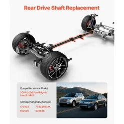 VEVOR Rear Drive Shaft, 80.2"-82.1" Prop Shaft Driveshaft Assembly Compatible with 2007-2008 Ford Edge & Lincoln MKX, Replace #C-0374 652005 7T4Z4R602A 936846