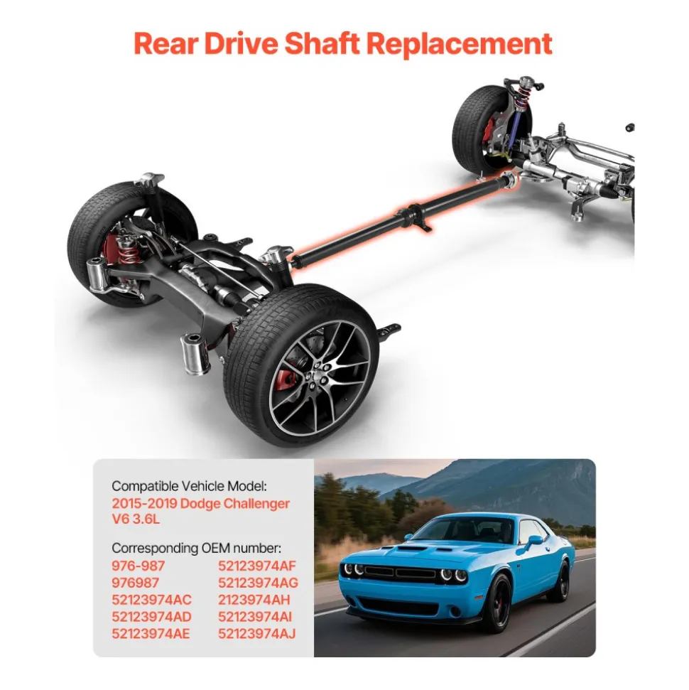 VEVOR Rear Drive Shaft, 71.7"-73.2" Prop Shaft Driveshaft Assembly Compatible with 2015-2019 Dodge Challenger V6 3.6L, Replace #976-987 976987 52123974AC 52123974AD 52123974AE 52123974AF