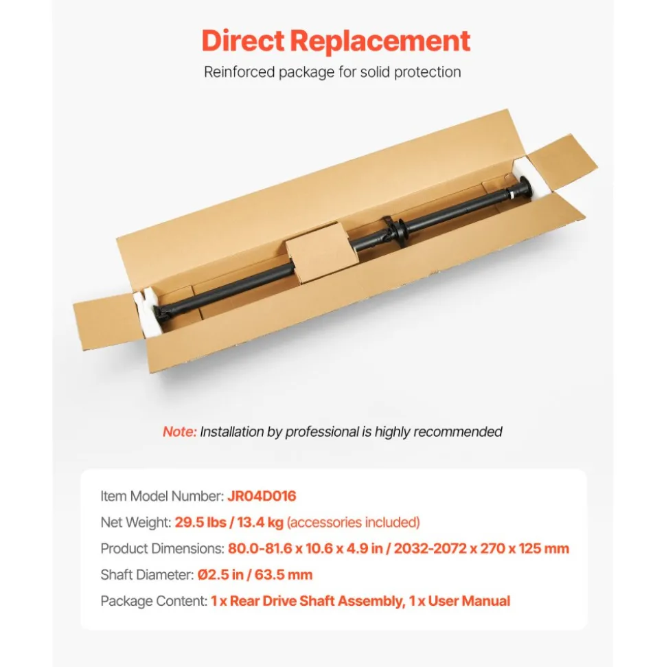 VEVOR Rear Drive Shaft, 80.0"-81.6" Prop Shaft Driveshaft Assembly Compatible with 2007-2014 Ford Edge & Lincoln MKX, Replace #DT4Z-4R602-A DT4Z4R602A 7T4Z4R602A SK936846 936-846 65-2027