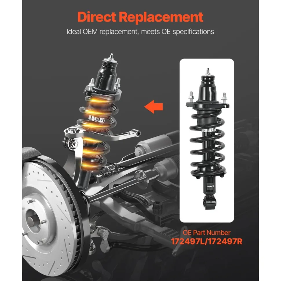 VEVOR Rear Shock Absorber Strut Assembly, 2Pcs Shock and Strut Assembly with Coil Spring, Compatible with 2007-2009 Honda CR-V Models, Automotive Replacement Struts for OE 172497L 172497R
