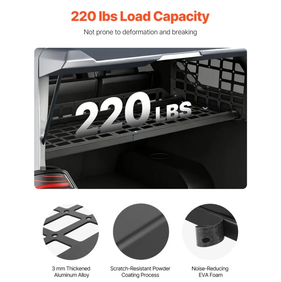 VEVOR Rear Trunk Cargo Rack, for 2010-2024 Toyota 4Runner, 220 lbs Capacity, Aluminum Alloy Basket Tray Interior Storage Luggage Carrier, Adjustable Height Shelf Stand Organizer for Camping Trip Gear