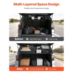 VEVOR Rear Trunk Cargo Rack, for 2010-2024 Toyota 4Runner, 220 lbs Capacity, Aluminum Alloy Basket Tray Interior Storage Luggage Carrier, Adjustable Height Shelf Stand Organizer for Camping Trip Gear