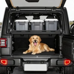 VEVOR Rear Trunk Cargo Rack, for 2018-2024 Jeep Wrangler JLU Sky One-Touch Power Top 4-Door Hardtops, 300 lbs, Carbon Steel Basket Tray Interior Storage Luggage Carrier with Net, Shelf Stand Organizer for Camping