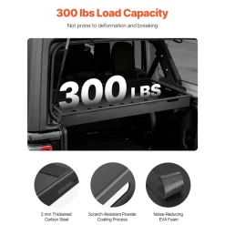 VEVOR Rear Trunk Cargo Rack, for 2018-2024 Jeep Wrangler JLU Sky One-Touch Power Top 4-Door Hardtops, 300 lbs, Carbon Steel Basket Tray Interior Storage Luggage Carrier with Net, Shelf Stand Organizer for Camping