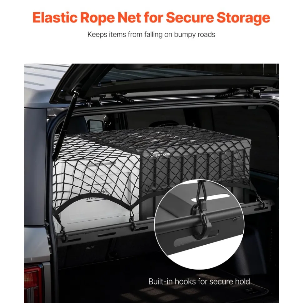 VEVOR Rear Trunk Cargo Rack with Net for 2021-2024 Ford Bronco 4 Door Hardtops (Exclude Bronco Sport), 300 lbs Capacity, Carbon Steel Basket Tray Interior Storage Luggage Carrier