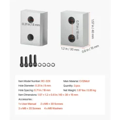 VEVOR Rebar Cutter Blades, 6 Pcs Replacement Jaw Blades for 1-1/8 Inch 28mm #9 Electric Rebar Cutter, Double-sided, CR12MOV High-Hardness Steel, Fast Efficient with Screws and Spring Washer