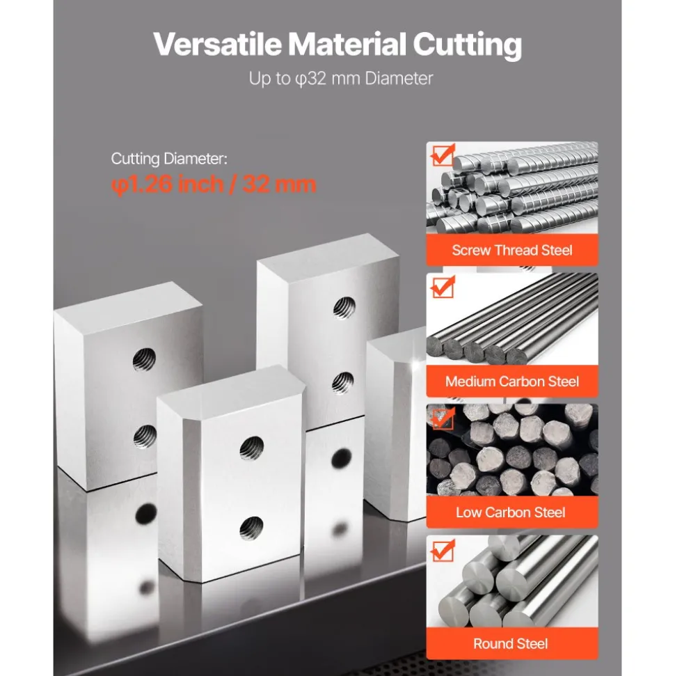 VEVOR Rebar Cutter Blades, 6 Pcs Replacement Jaw Blades for 1-1/8 Inch 28mm #9 Electric Rebar Cutter, Double-sided, CR12MOV High-Hardness Steel, Fast Efficient with Screws and Spring Washer