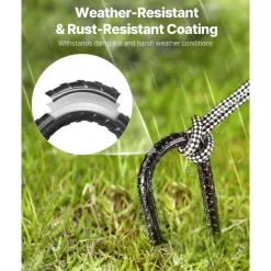 VEVOR Rebar Stakes, 12-Inch, Heavy-Duty 0.4 in Diameter J Hook, Galvanized Steel Ground Anchors with Chisel Point End & Rust-Resistant Coating, for Gardening Support, Fence, Camping Tents (16-Pack)