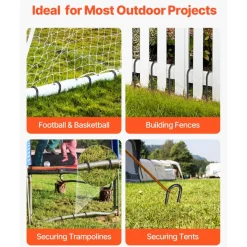 VEVOR Rebar Stakes, 12-Inch, Heavy-Duty 0.4 in Diameter J Hook, Galvanized Steel Ground Anchors with Chisel Point End & Rust-Resistant Coating, for Gardening Support, Fence, Camping Tents (16-Pack)