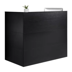 VEVOR Reception Desk, 55Inch L-Shaped Front Counter Table, Office Reception Counter with Drawer Keyboard Tray and Storage Cabinet, for Checkout, Lobby, Beauty Salon & Office, Black