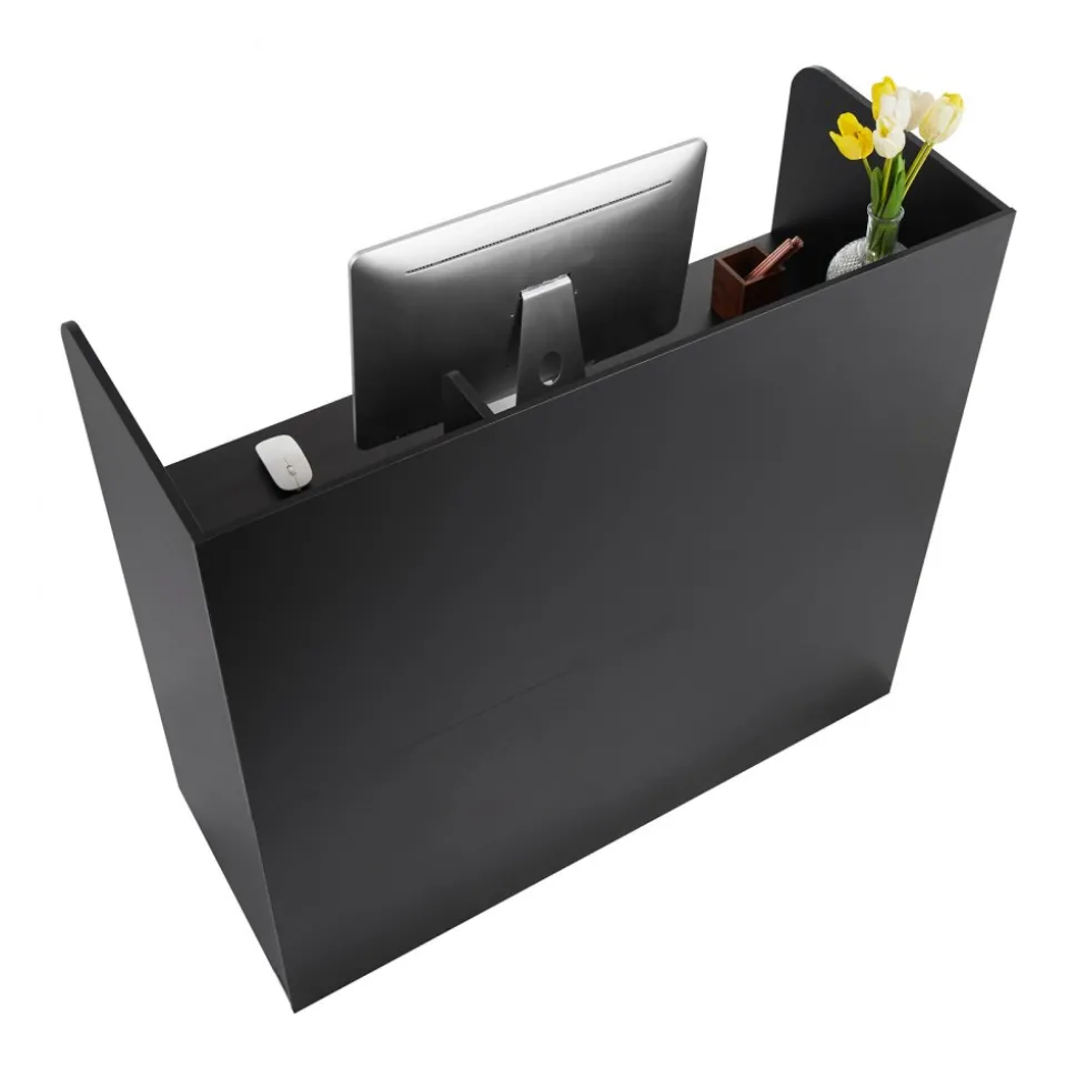 VEVOR Reception Desk, 47 Inch Rectangular Front Counter Table, Office Reception Counter with Lockable Drawer and Storage Cabinet, for Checkout, Lobby, Beauty Salon and Office, Black