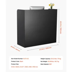 VEVOR Reception Desk, 47 Inch Rectangular Front Counter Table, Office Reception Counter with Lockable Drawer and Storage Cabinet, for Checkout, Lobby, Beauty Salon and Office, Black