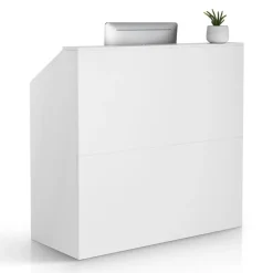 VEVOR Reception Desk, 46 Inch Rectangular Front Counter Table, Office Reception Desk, Retail Counter and Front Reception Counter, for Checkout, Lobby, Beauty Salon and Office, White